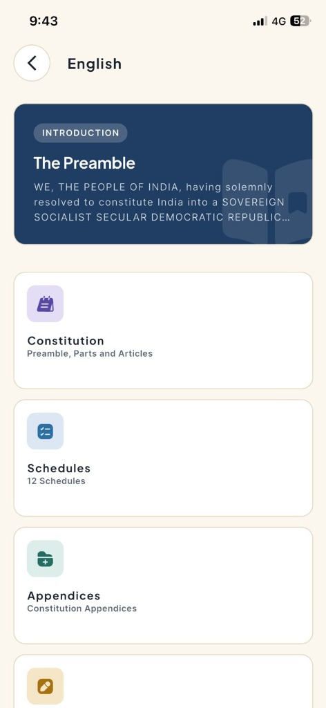 Organized Articles, Schedules and Appendices